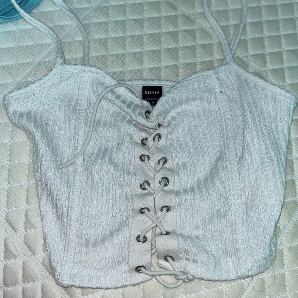 cropped white tied tank!